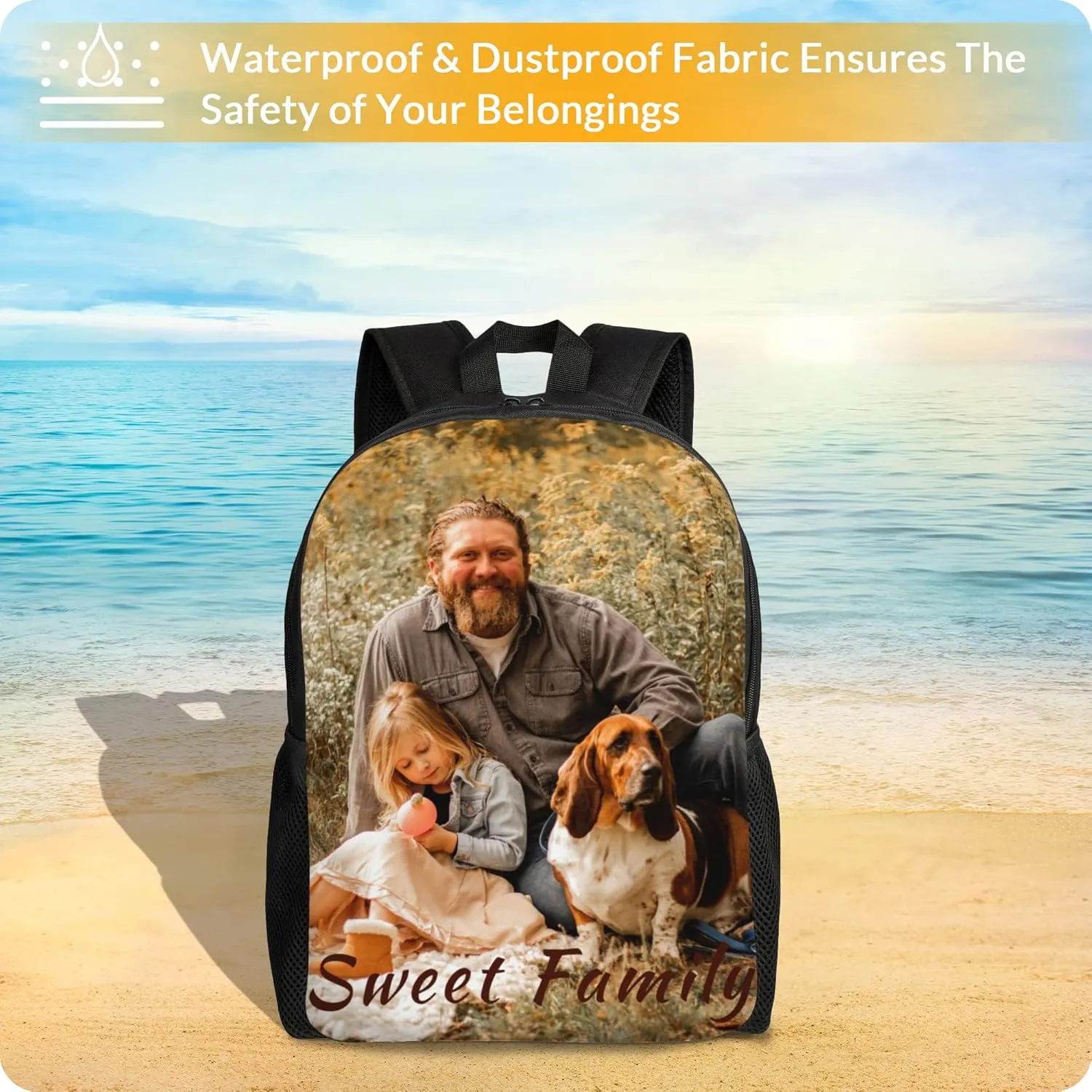 Custom Backpack Personalized Backpack with 1-9 Photo Customize Your Image Text Name Logo Waterproof Laptop Bag (1 Photo)