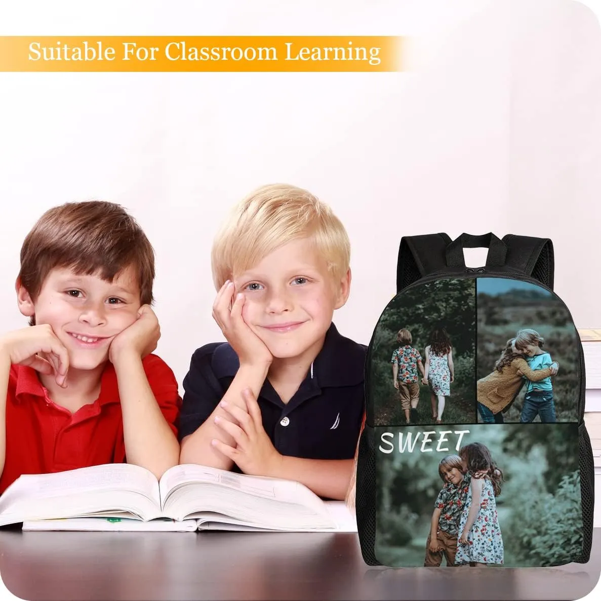 Custom Backpack Personalized Backpack with 1-9 Photo Customize Your Image Text Name Logo Waterproof Laptop Bag (3 Photos)