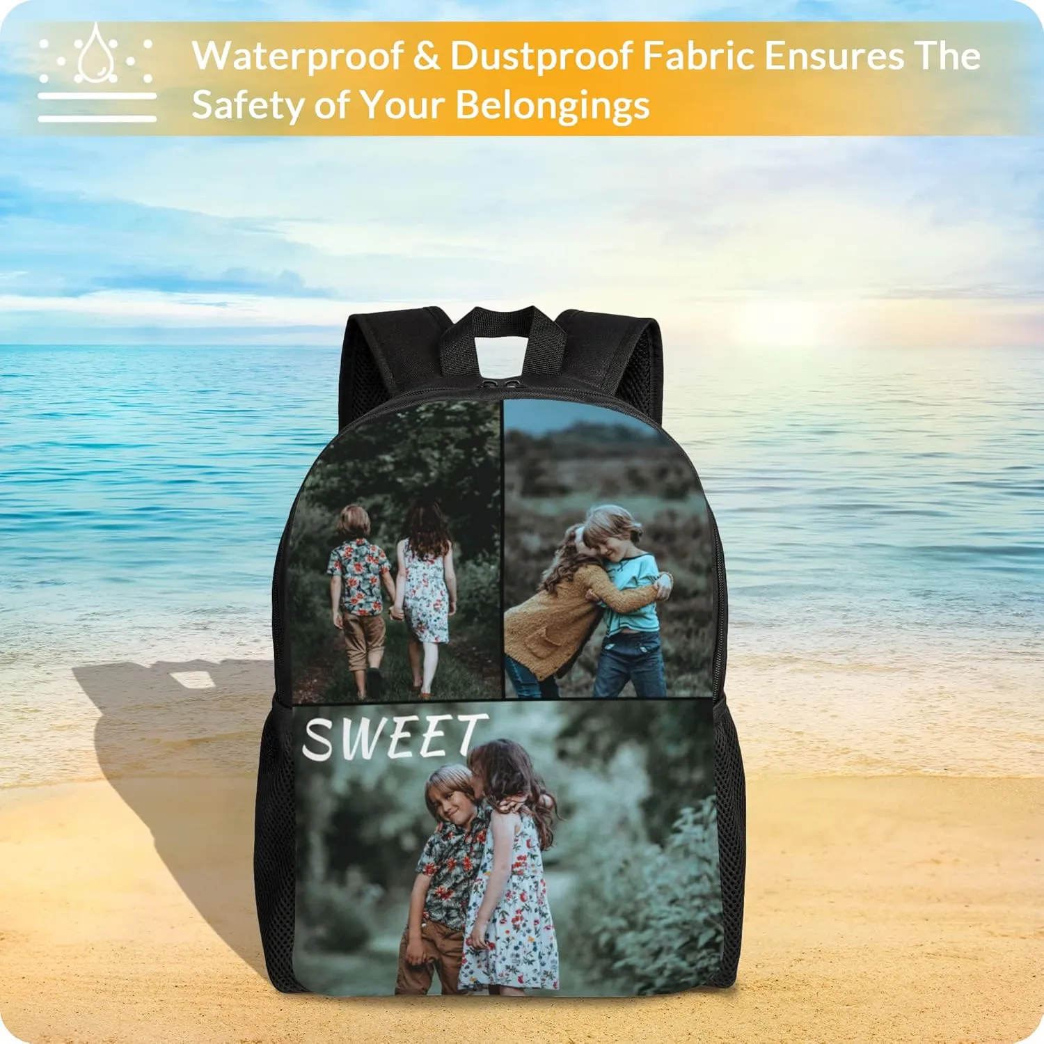 Custom Backpack Personalized Backpack with 1-9 Photo Customize Your Image Text Name Logo Waterproof Laptop Bag (3 Photos)