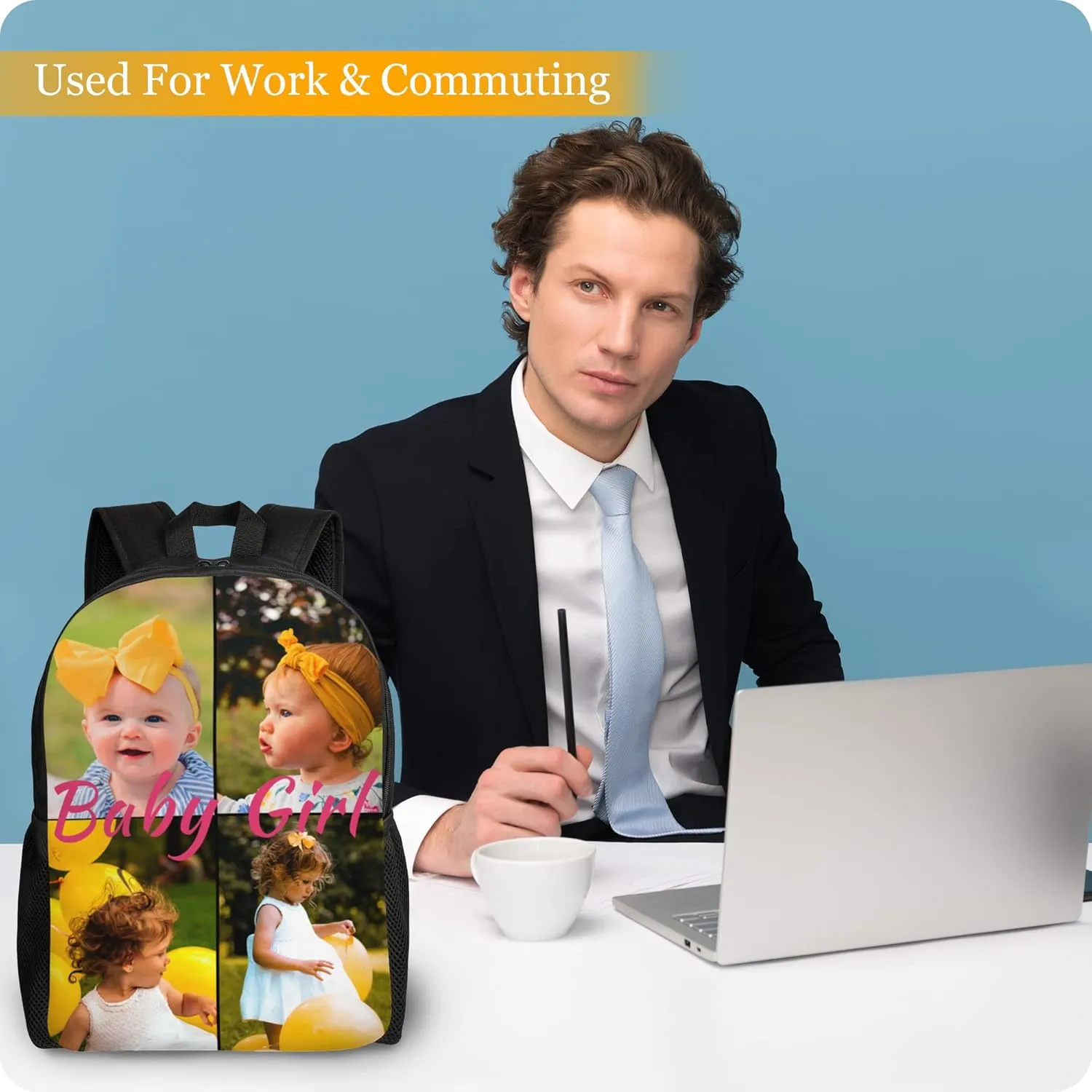 Custom Backpack Personalized Backpack with 1-9 Photo Customize Your Image Text Name Logo Waterproof Laptop Bag (4 Photos)