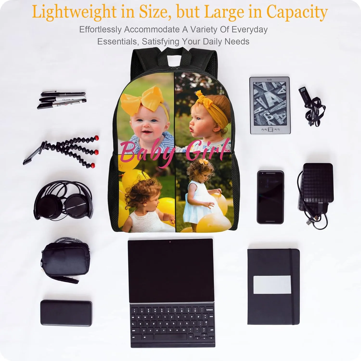 Custom Backpack Personalized Backpack with 1-9 Photo Customize Your Image Text Name Logo Waterproof Laptop Bag (4 Photos)