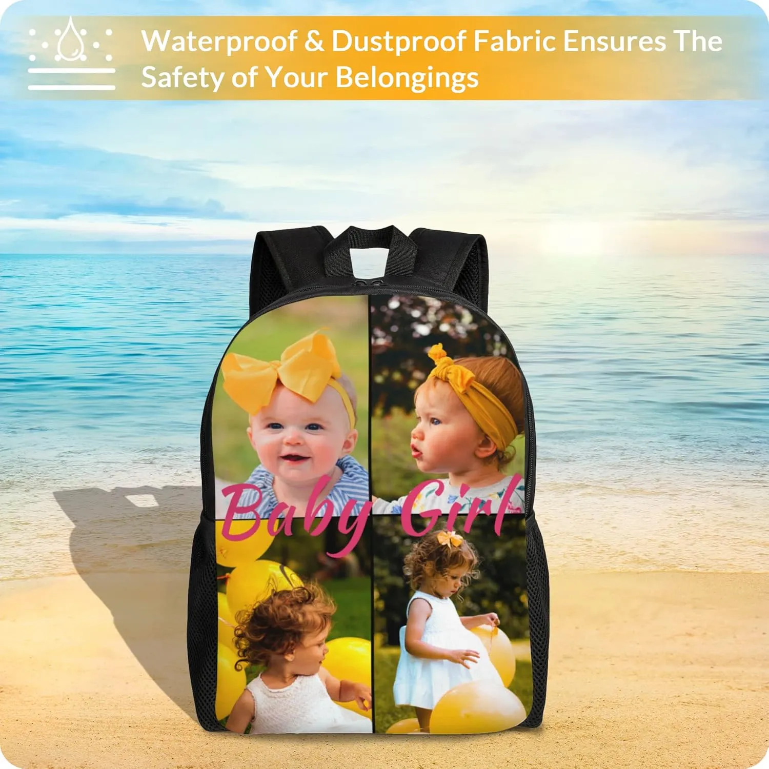 Custom Backpack Personalized Backpack with 1-9 Photo Customize Your Image Text Name Logo Waterproof Laptop Bag (4 Photos)