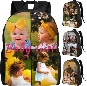 Custom Backpack Personalized Backpack with 1-9 Photo Customize Your Image Text Name Logo Waterproof Laptop Bag (4 Photos)