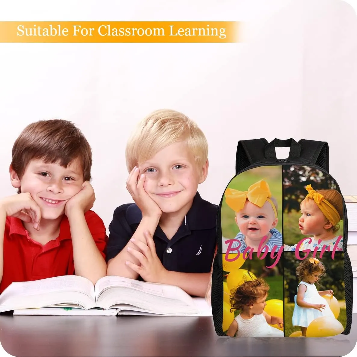 Custom Backpack Personalized Backpack with 1-9 Photo Customize Your Image Text Name Logo Waterproof Laptop Bag (4 Photos)