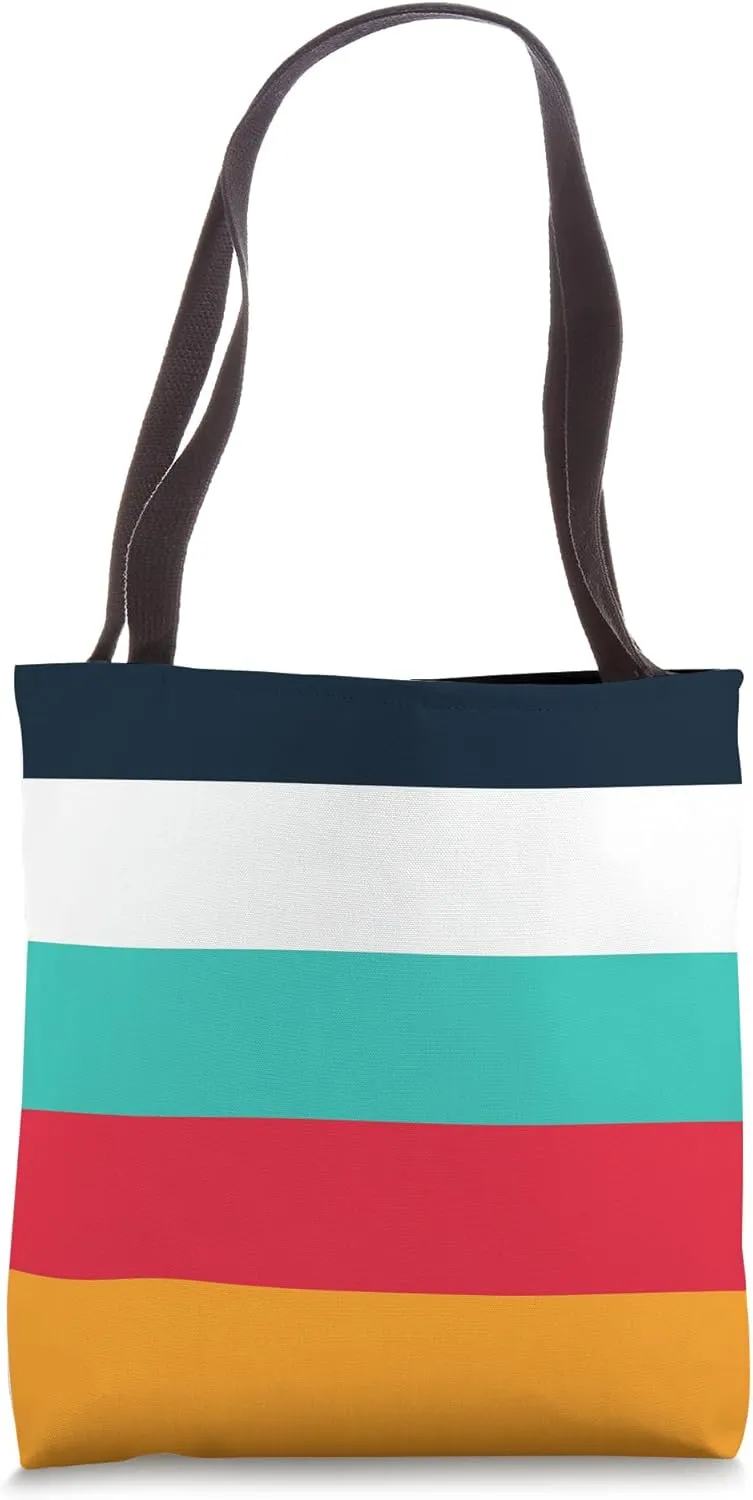 Cute Five Colors Stripes Bold Horizon Theme Minimal Graphic Tote Bag