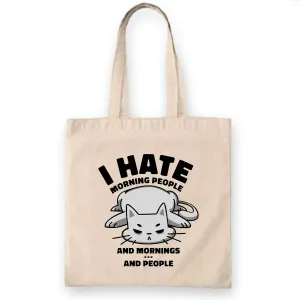 Cute Gift for Anti-Morning People Express Your Attitude Natural White Multicolor Canvas Tote Bag