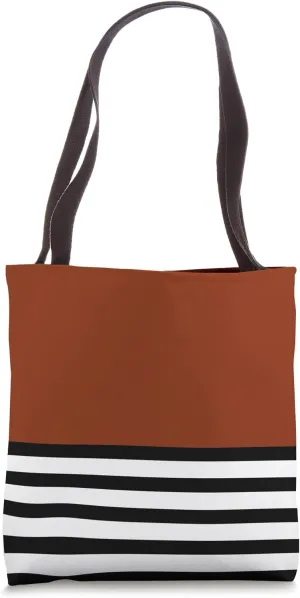 Cute Retro Pop Bold Brown Stripes Minimalist Graphic Tote Bag