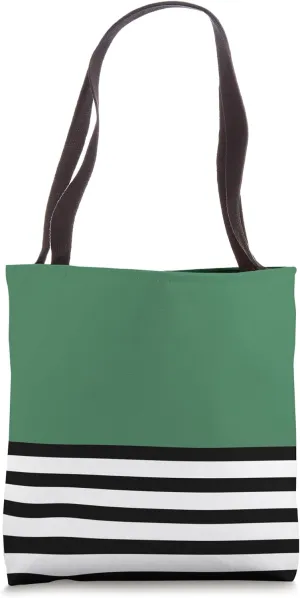 Cute Retro Pop Bold Green Stripes Minimalist Graphic Tote Bag
