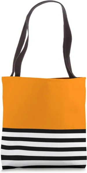 Cute Retro Pop Bold Orange Stripes Minimalist Graphic Tote Bag