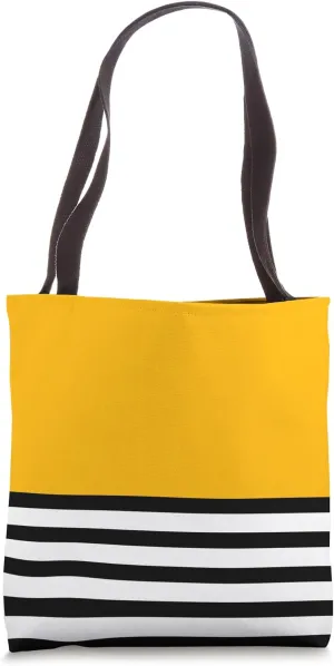 Cute Retro Pop Bold Yellow Stripes Minimalist Graphic Tote Bag