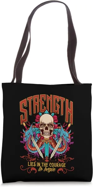 Dagger Art Skull & Dragons Tattoo Dagger Symbolism Tote Bag