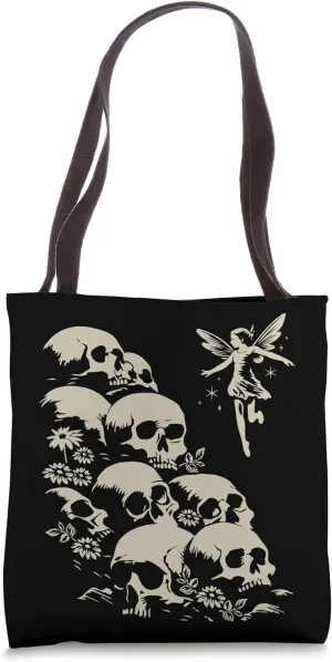 Dark Forest Fairy Admires Her Skull Collection Tote Bag
