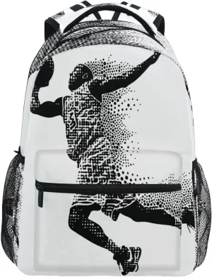 Day Backpack for Teens Boys Girls Waterproof Backpack With Water Bottle Pocket with Chest Strap for College Work Basketball Player