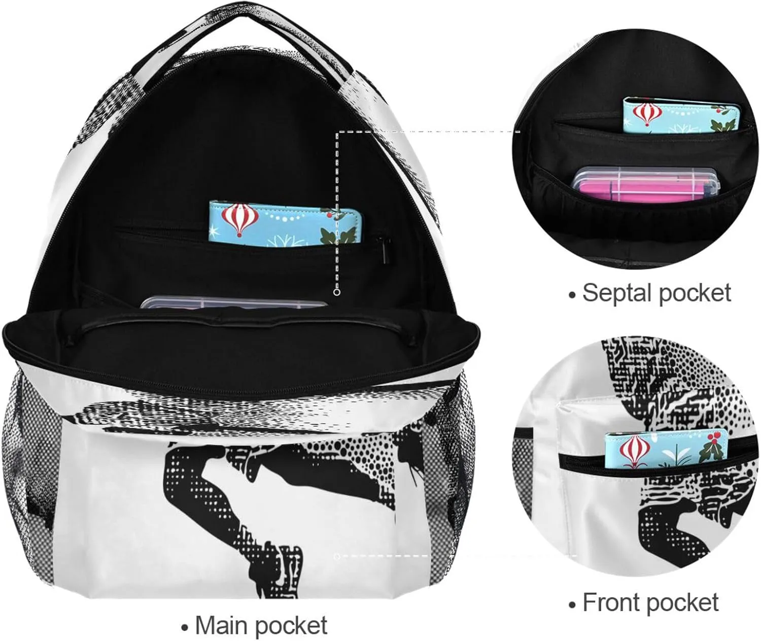 Day Backpack for Teens Boys Girls Waterproof Backpack With Water Bottle Pocket with Chest Strap for College Work Basketball Player