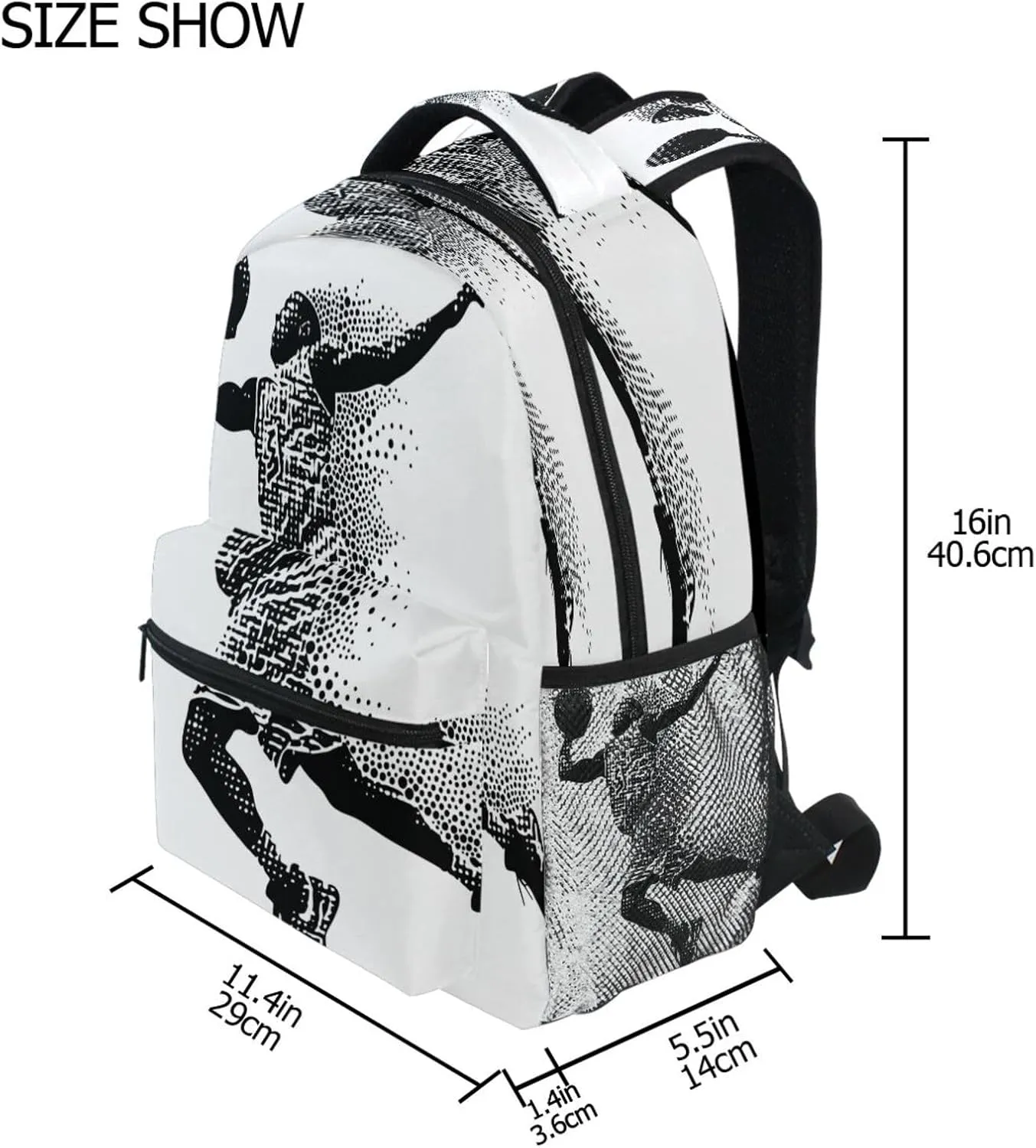 Day Backpack for Teens Boys Girls Waterproof Backpack With Water Bottle Pocket with Chest Strap for College Work Basketball Player