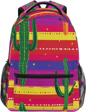 Day Backpack for Unisex Adult Fashion Backpack with Chest Strap for College Work Mexican Style Cinco De Mayo Cactus Askull
