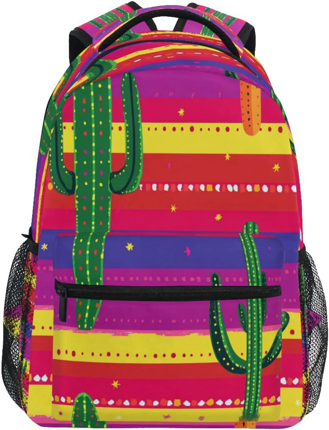 Day Backpack for Unisex Adult Fashion Backpack with Chest Strap for College Work Mexican Style Cinco De Mayo Cactus Askull