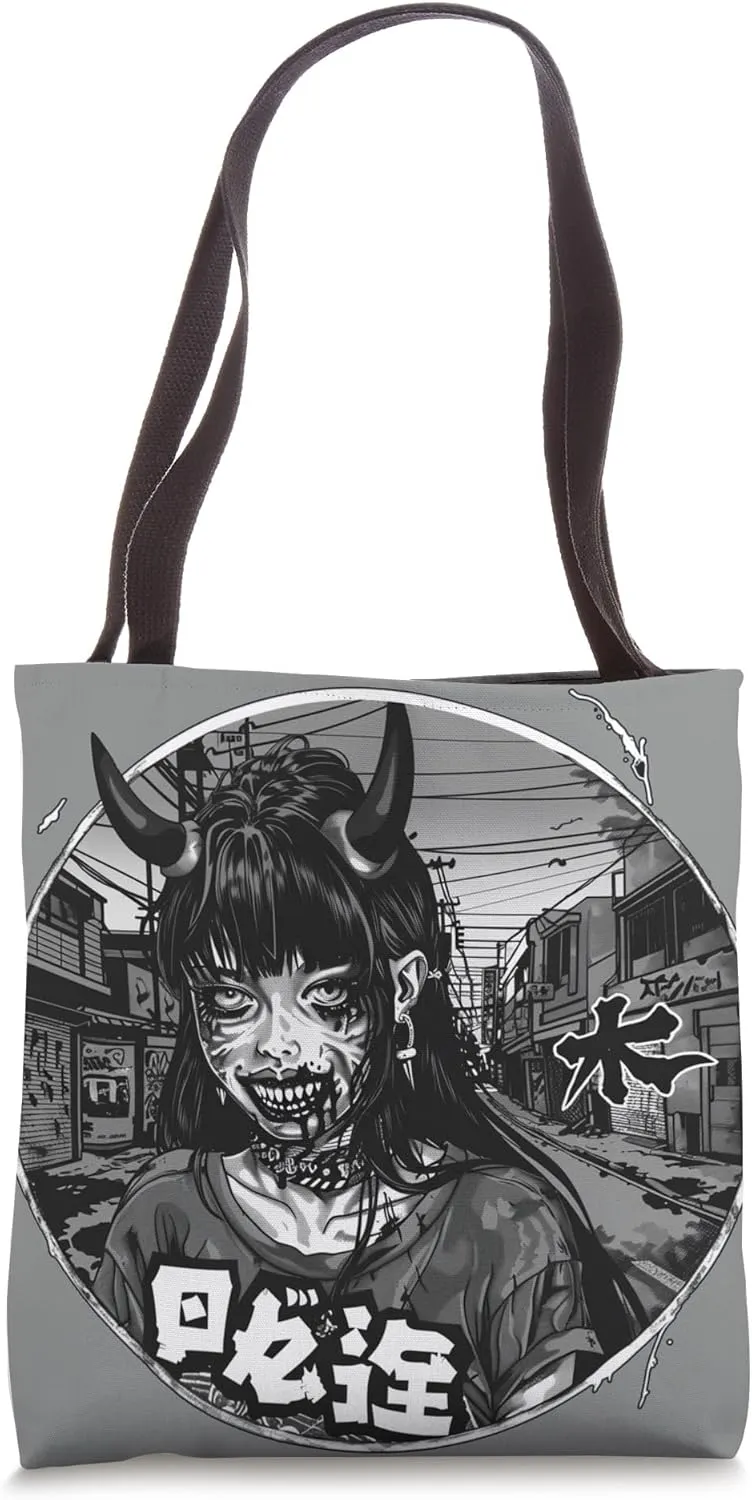 Demonic Anime Goth Urban Streetwear Dark Aesthetic Tote Bag