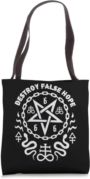 Destroy False Hope Satanic Pentagram Tote Bag