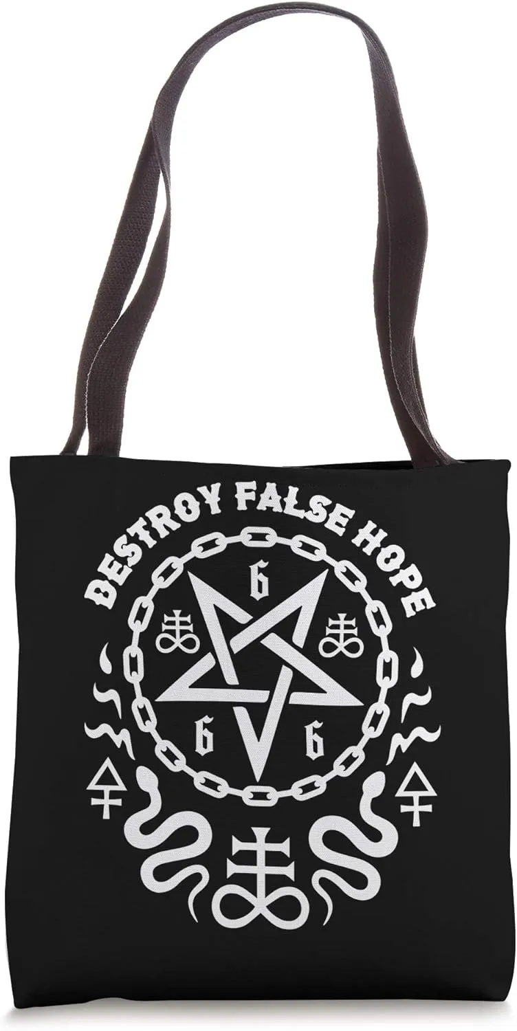 Destroy False Hope Satanic Pentagram Tote Bag