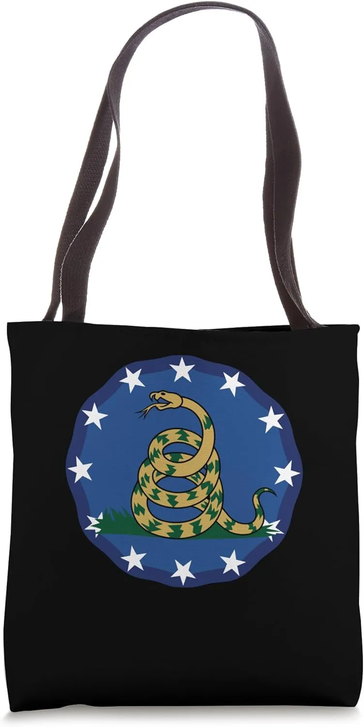 Distressed Flag with Coiled Snake Tote Bag