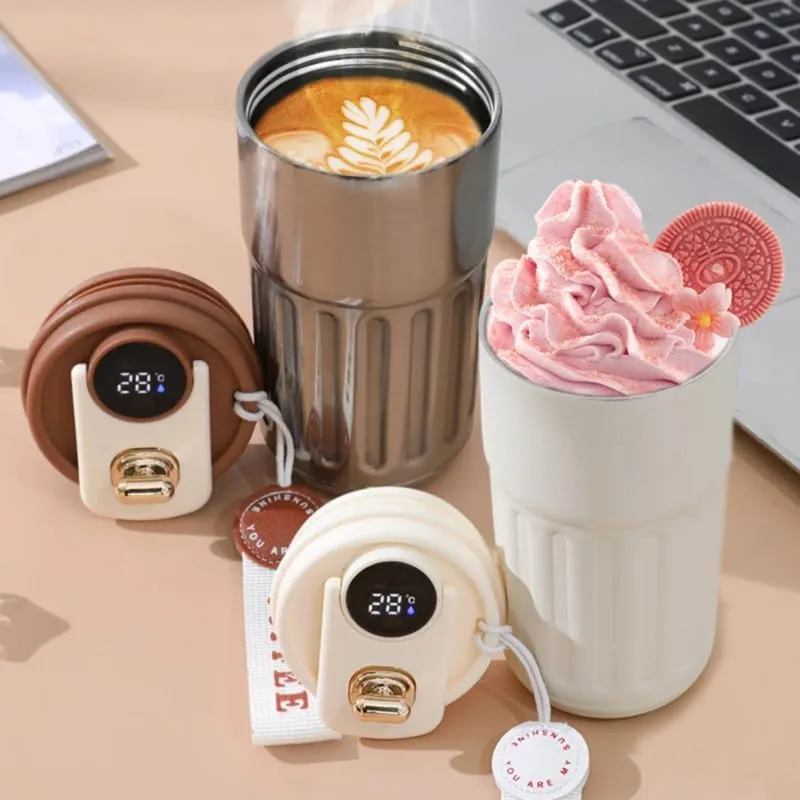 Double-layer Stainless Steel Vacuum Insulated Water Cup With Intelligence Temperature Display Thermal Travel Mug Coffee Hot Cup