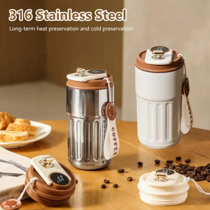 Double-layer Stainless Steel Vacuum Insulated Water Cup With Intelligence Temperature Display Thermal Travel Mug Coffee Hot Cup