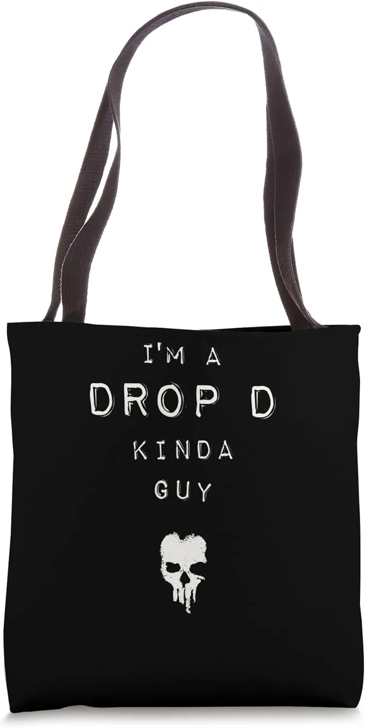 Drop D Heavy Guitarist Skull | Punk, Rock, Hardcore & Metal Tote Bag