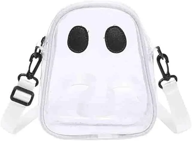 Easter Ghost Face Transparent Shoulder Bag, Funny Spooky Devil Crossbody Bag For Women, Novelty Clear Purse Demon Satchel