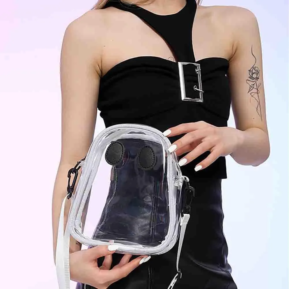 Easter Ghost Face Transparent Shoulder Bag, Funny Spooky Devil Crossbody Bag For Women, Novelty Clear Purse Demon Satchel