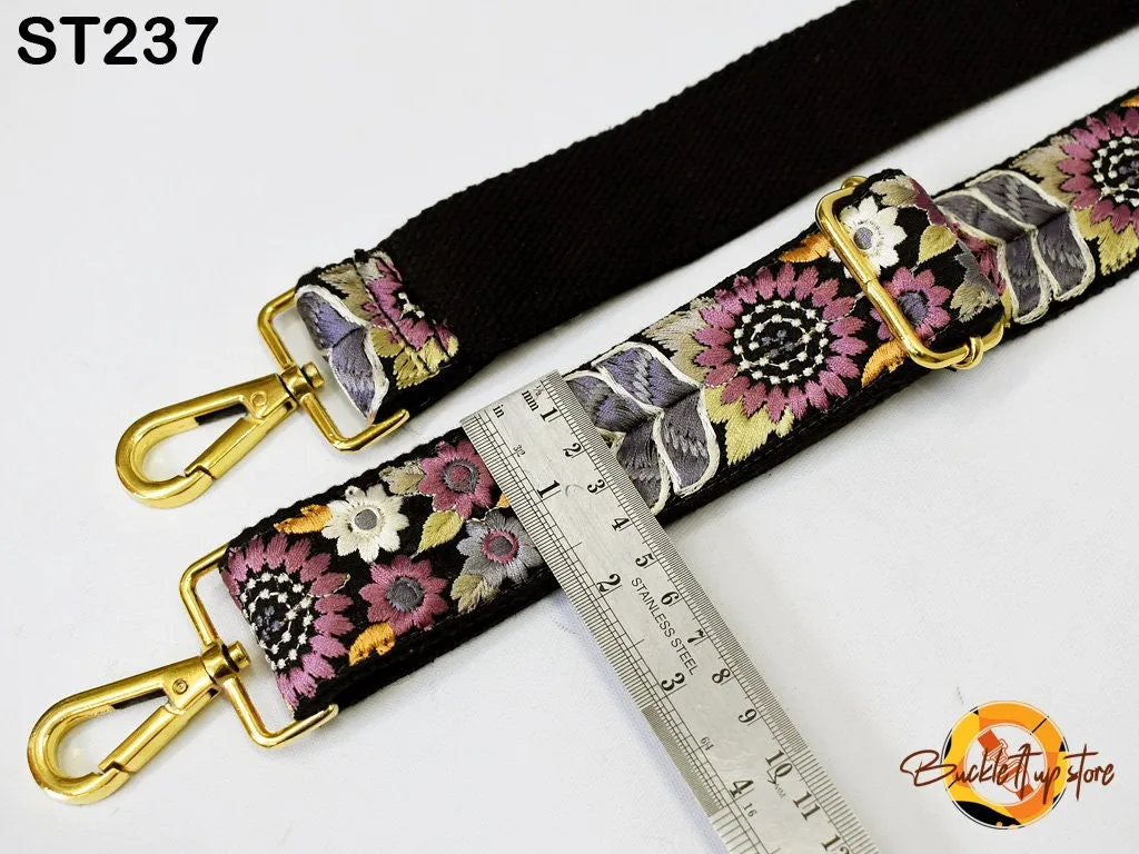 Embroidered Detachable Guitar Strap Gift Mom Crossbody Strap for Purses Bags Embroidery Replacement Messenger Strap Boho Tote Handbag Strap