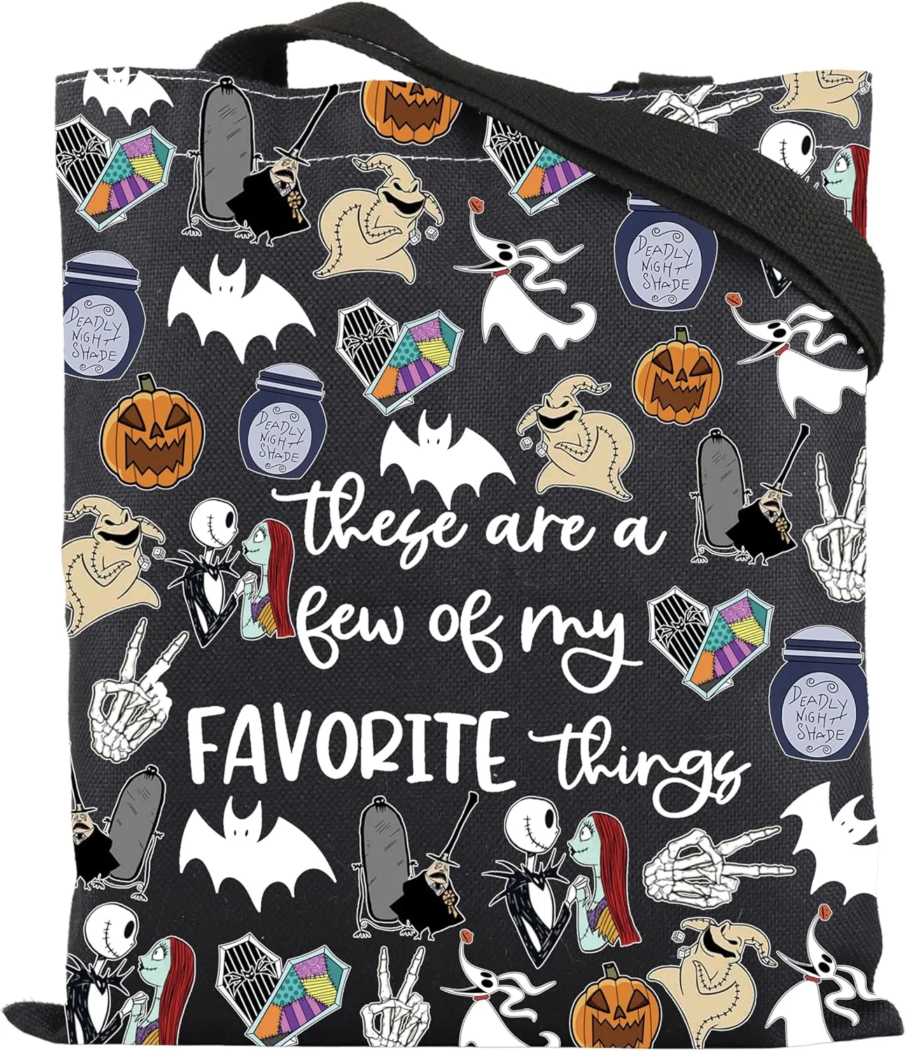 ENSIANTH Horror Movie Inspired Gift Zero Ghost Dog Tote Bag Skull Lover Shopping Bag Spooky Gift