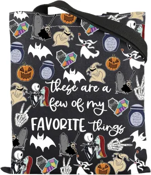 ENSIANTH Horror Movie Inspired Gift Zero Ghost Dog Tote Bag Skull Lover Shopping Bag Spooky Gift