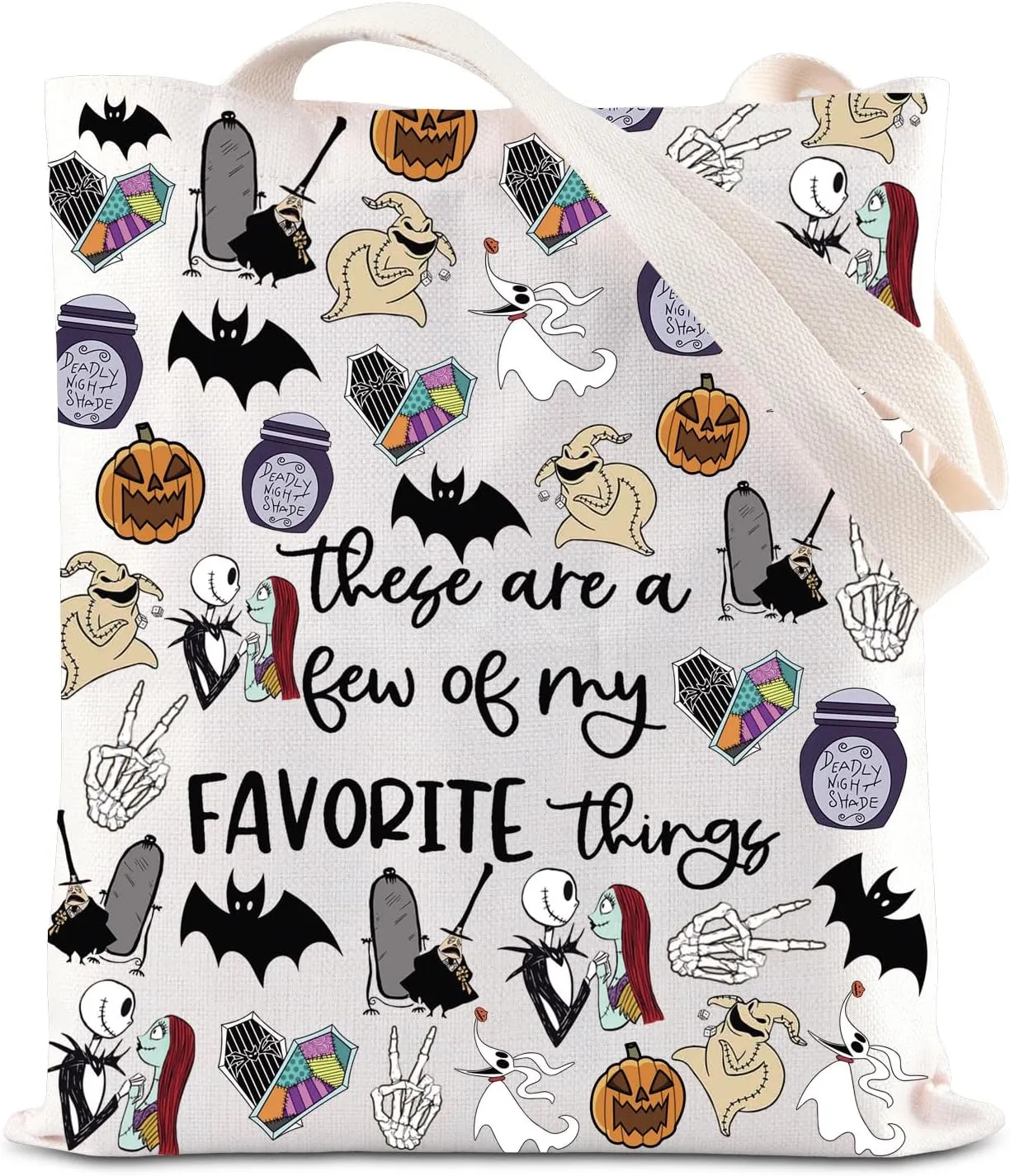 ENSIANTH Horror Movie Inspired Gift Zero Ghost Dog Tote Bag Skull Lover Shopping Bag Spooky Gift