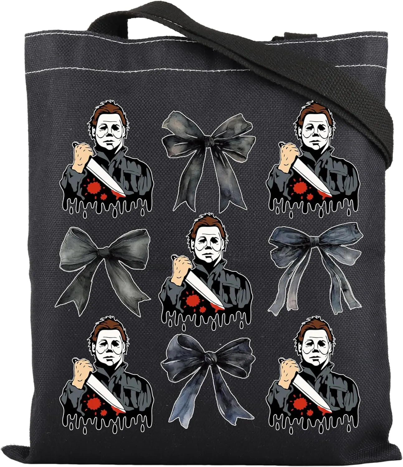 ENSIANTH Horror Movie Inspired Tote Bag Halloween Spooky Season Gift Scary Movie Character Merch Horror Villain Shoulder Bag