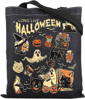 ENSIANTH Long live Halloween Tote Bag Spooky Season Gift Halloween Ghost Shoulder Bag Pumpkin Gift
