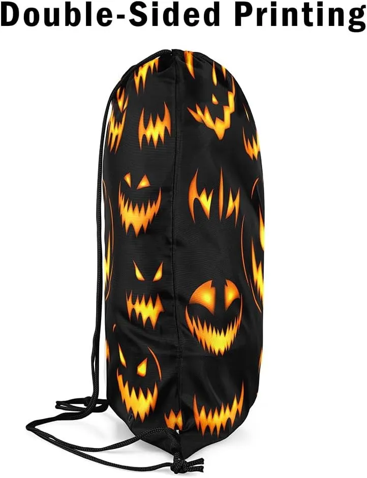 Erosebridal Spooky Pumpkin Draw String Back Bag Halloween Pumpkin String Backpack Halloween Flaming Pumpkin Drawstring Backpack 13X15.7 Alloween Horror Theme Drawstring Bags for Sport Camping