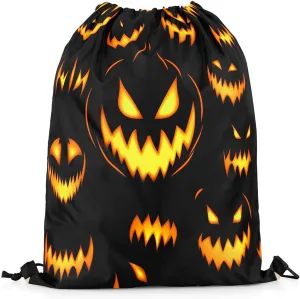 Erosebridal Spooky Pumpkin Draw String Back Bag Halloween Pumpkin String Backpack Halloween Flaming Pumpkin Drawstring Backpack 13X15.7 Alloween Horror Theme Drawstring Bags for Sport Camping
