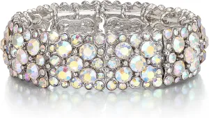 EVER FAITH Women's Round Austrian Crystal Elegant Bridal Stretch Bracelet