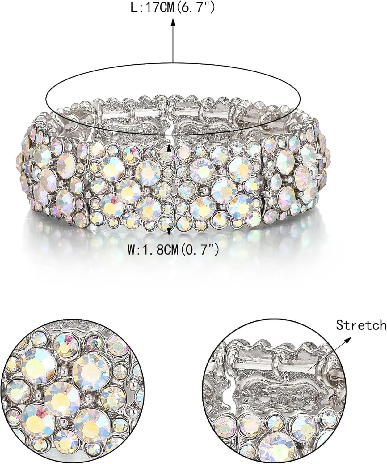 EVER FAITH Women's Round Austrian Crystal Elegant Bridal Stretch Bracelet