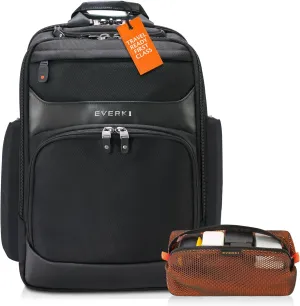 Everki Onyx Premium Executive Laptop Backpack (EKP132S17) with Orange Accessory Pouch - Ballistic Nylon Backpack with 17.3" Compartment, 30L Capacity - Backpack & Accessory Pouch Bundle