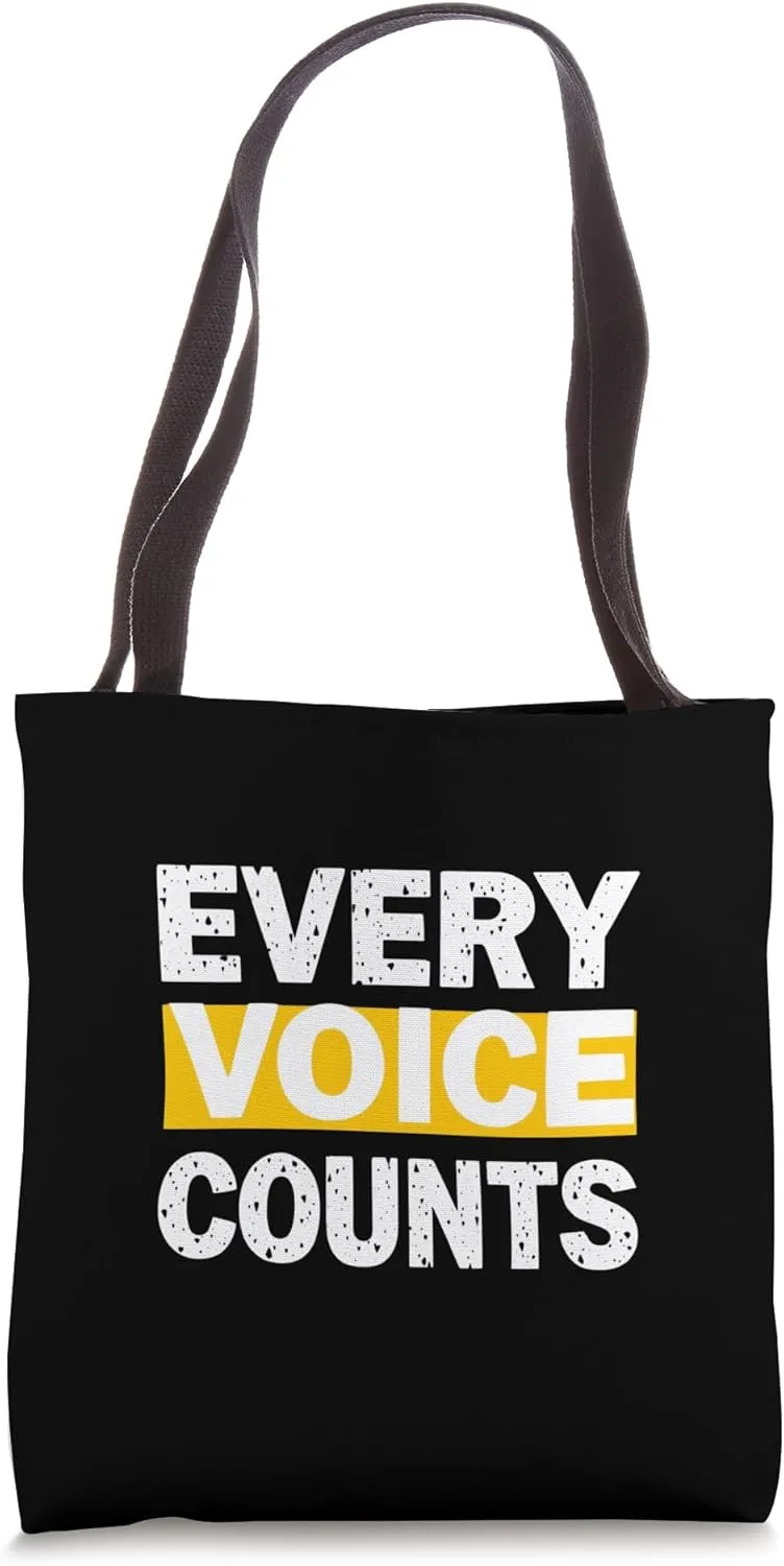 EVERY VOICE COUNTS Bold typography Tote Bag