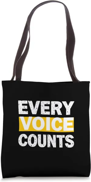 EVERY VOICE COUNTS Bold typography Tote Bag