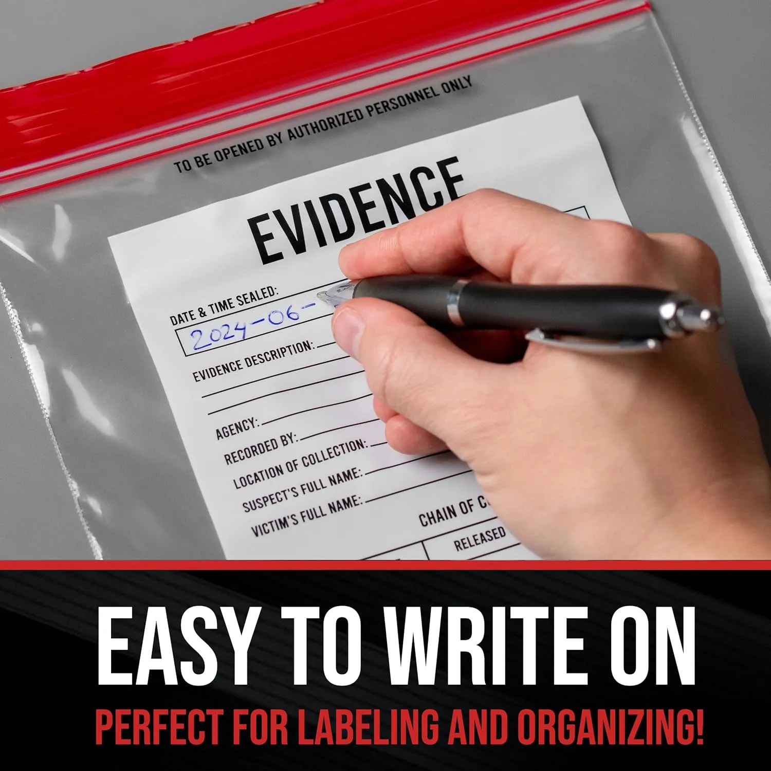 Evidence Bags 25pcs - Funny Party Favor Treat Bags Great for Police and Murder Mystery Parties. Also Perfect for Food Storage