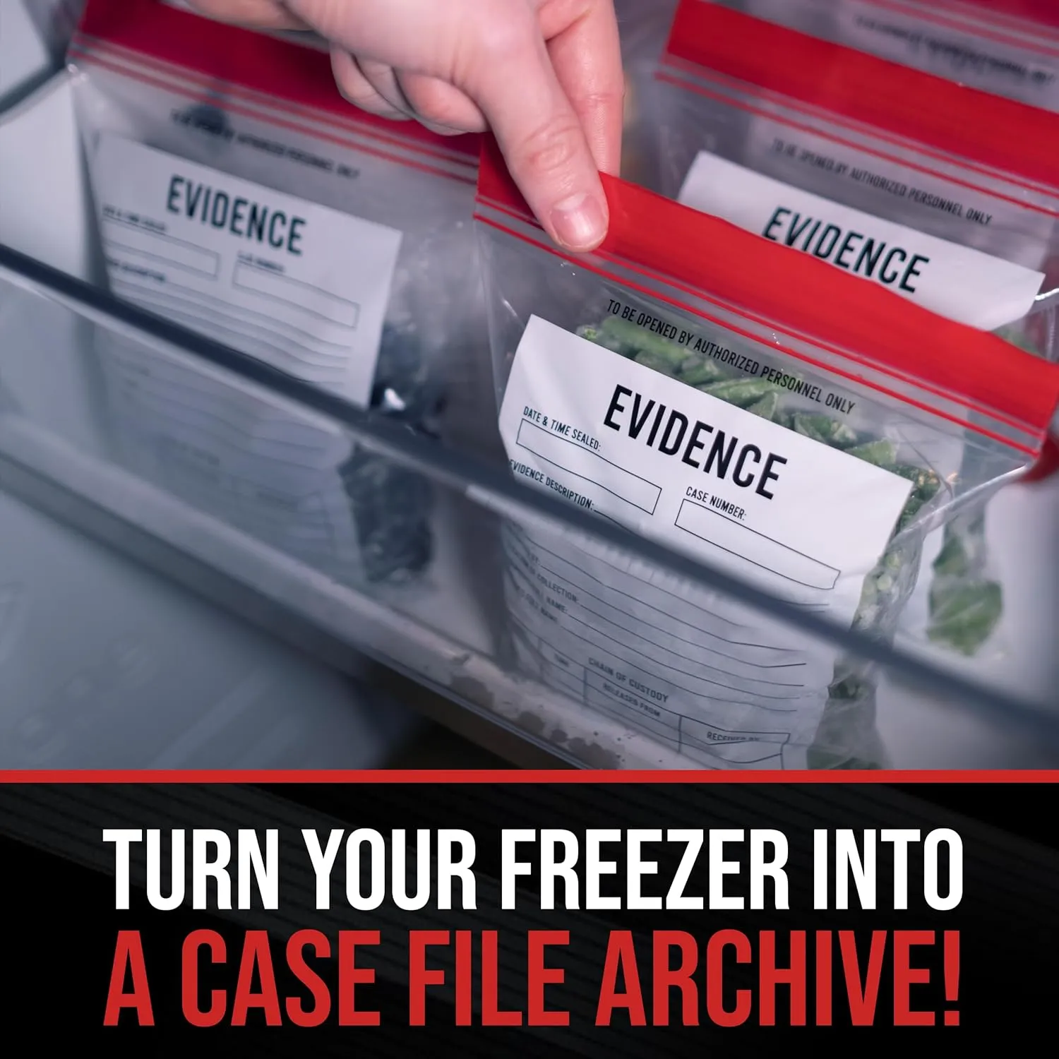 Evidence Bags 25pcs - Funny Party Favor Treat Bags Great for Police and Murder Mystery Parties. Also Perfect for Food Storage