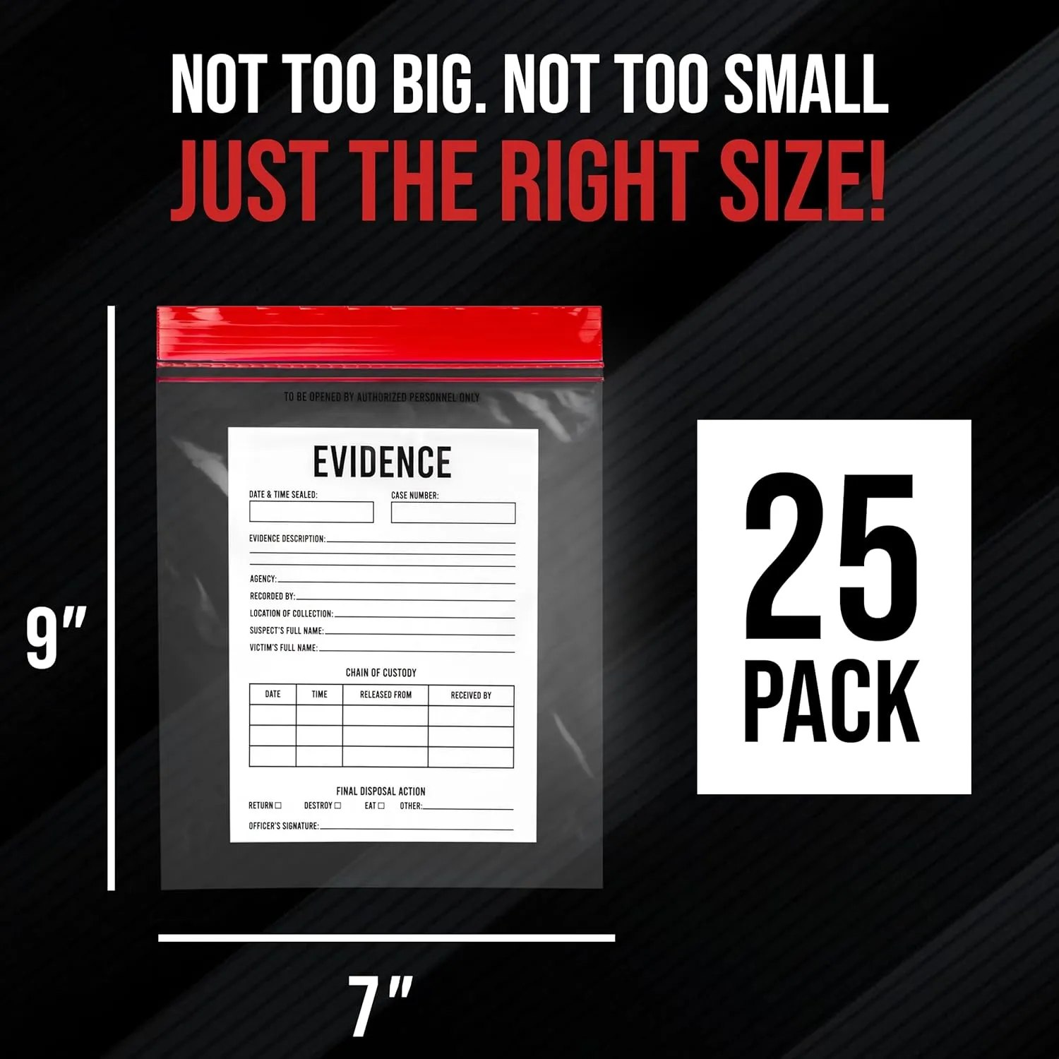 Evidence Bags 25pcs - Funny Party Favor Treat Bags Great for Police and Murder Mystery Parties. Also Perfect for Food Storage