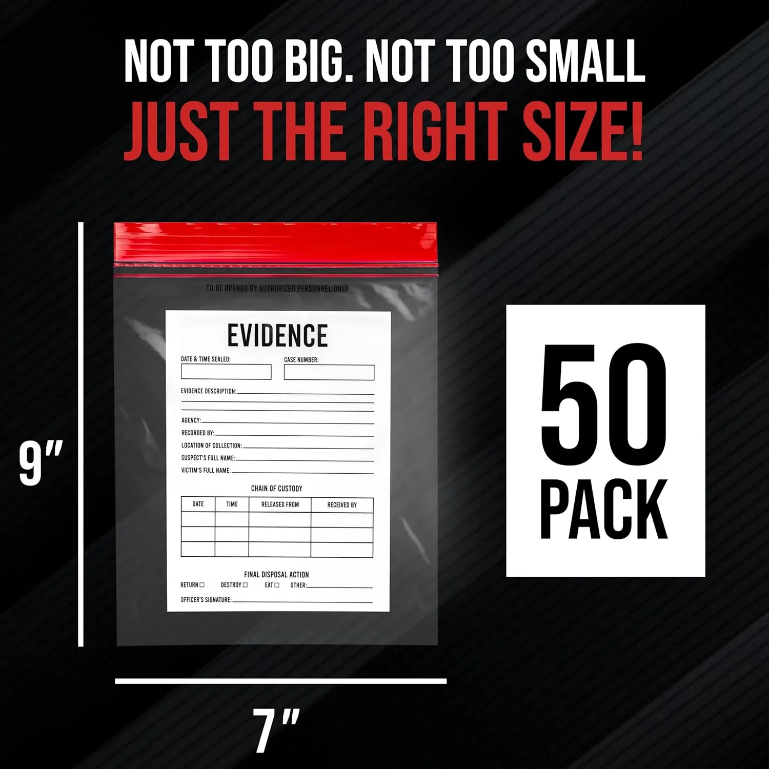 Evidence Bags 50pcs - Funny Party Favor Treat Bags Great for Police and Murder Mystery Parties. Also Perfect for Food Storage