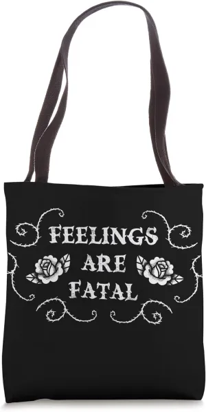 Feelings Are Fatal with Rose and Thorn Graphic Tote Bag