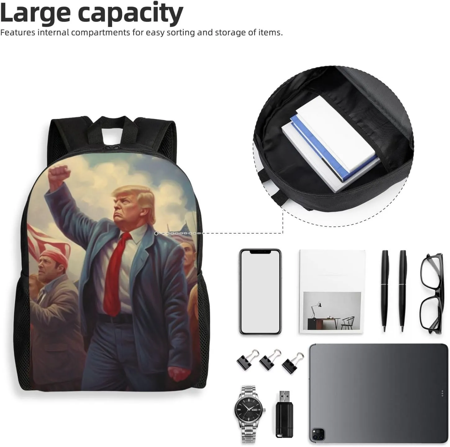 Fight Trump Backpack Waterproof Anti Theft Durable Light Laptop Bag Backpacks For Women Men Travel Gym Backpack