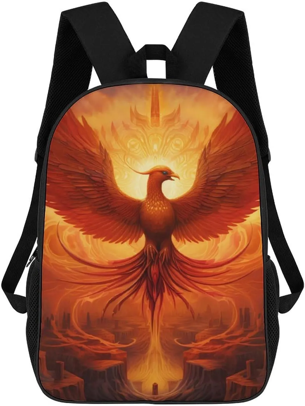 Flaming Phoenix Bird 17 Inch Backpack Adjustable Strap Laptop Bag Travel Daypack Shoulder Bag